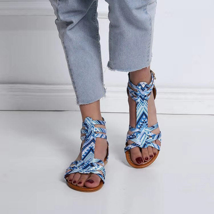 Women's Retro Leather Flat Sandals with Arch Support