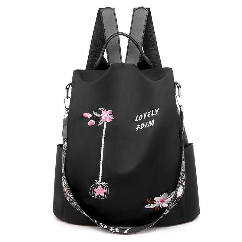 Embroidered Anti-Theft Waterproof Women’s Travel Backpack