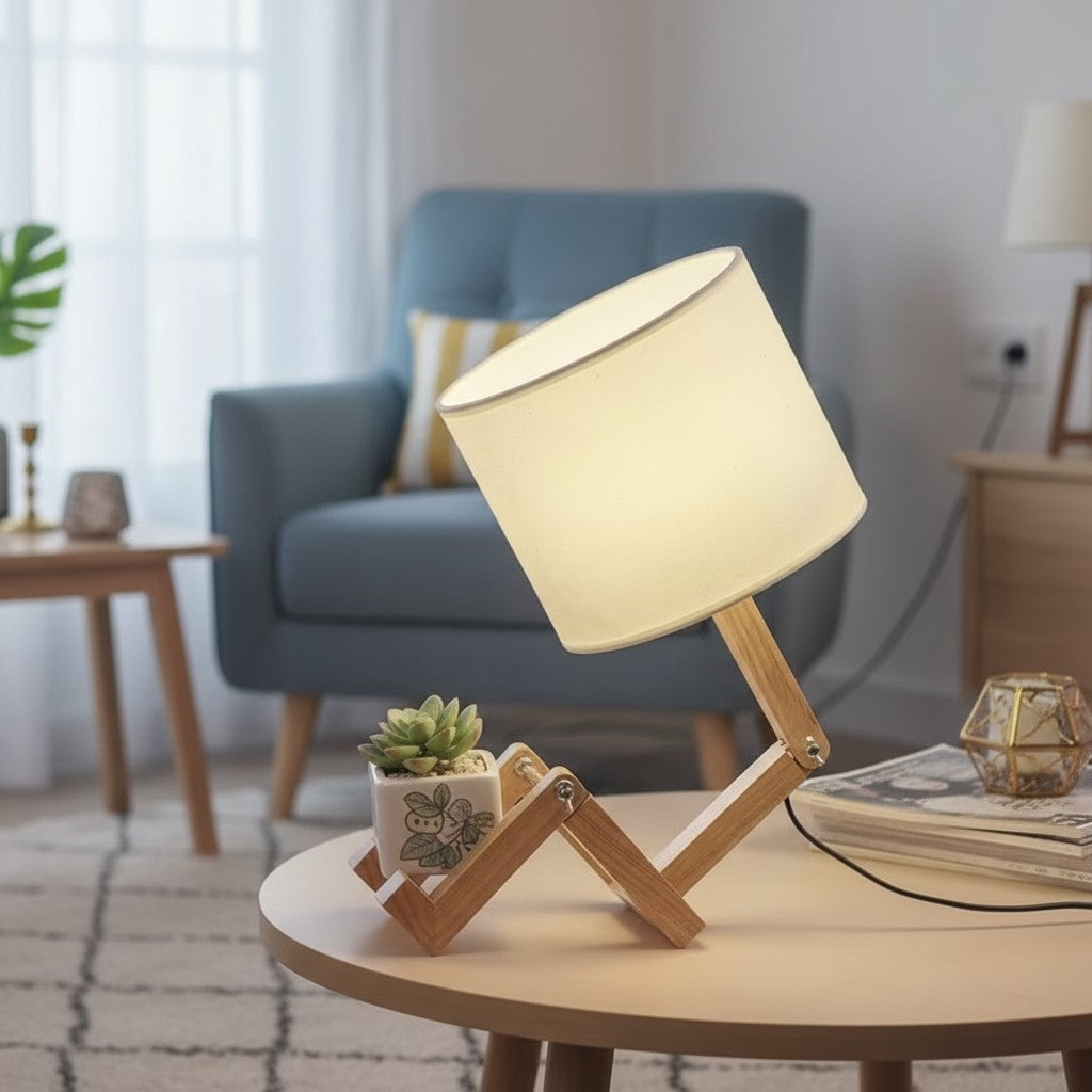 Modern Foldable Wooden Desk Lamp – Minimalist Adjustable Table Light