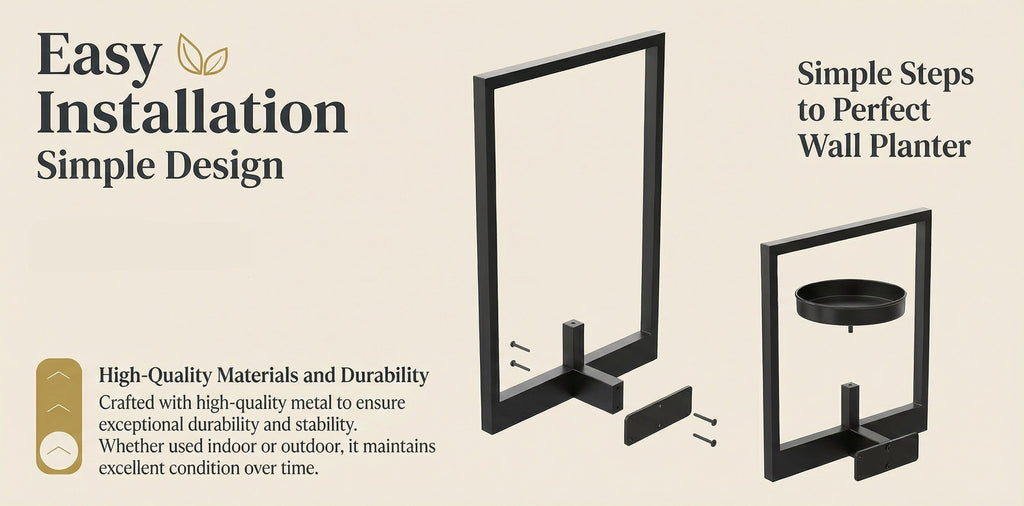 Modern Metal Window-Style Wall Frame Set with Shelf, Matte Black