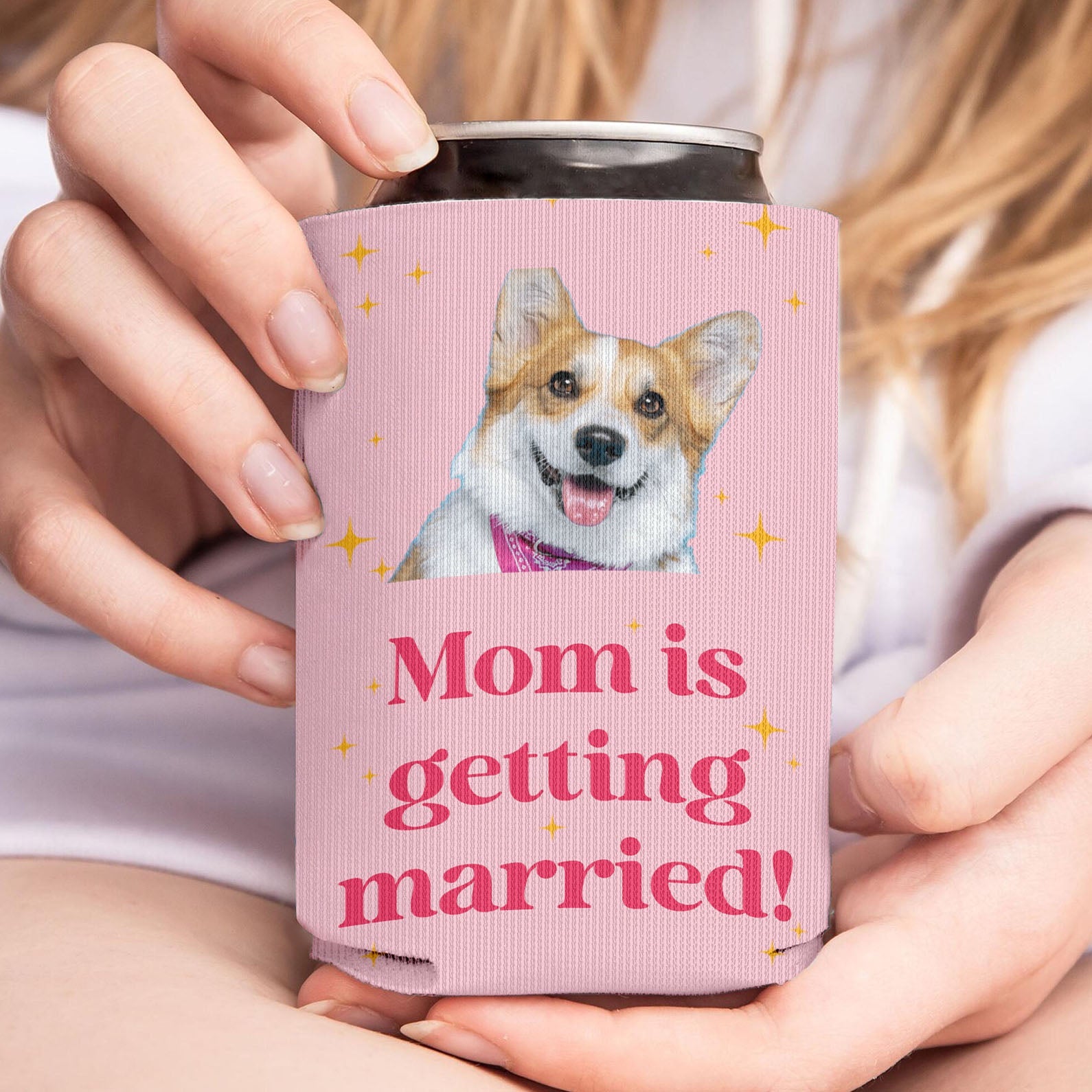 Personalized Mom Is Getting Married Can Cooler | Custom Dog Face Mother’s Day Gift | Can Cooler Gift For Mom 682415