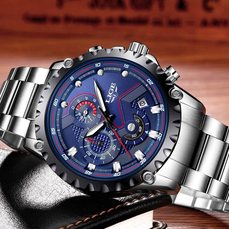 Men's Business Elegant Analog Watch with Leather Strap and Day View
