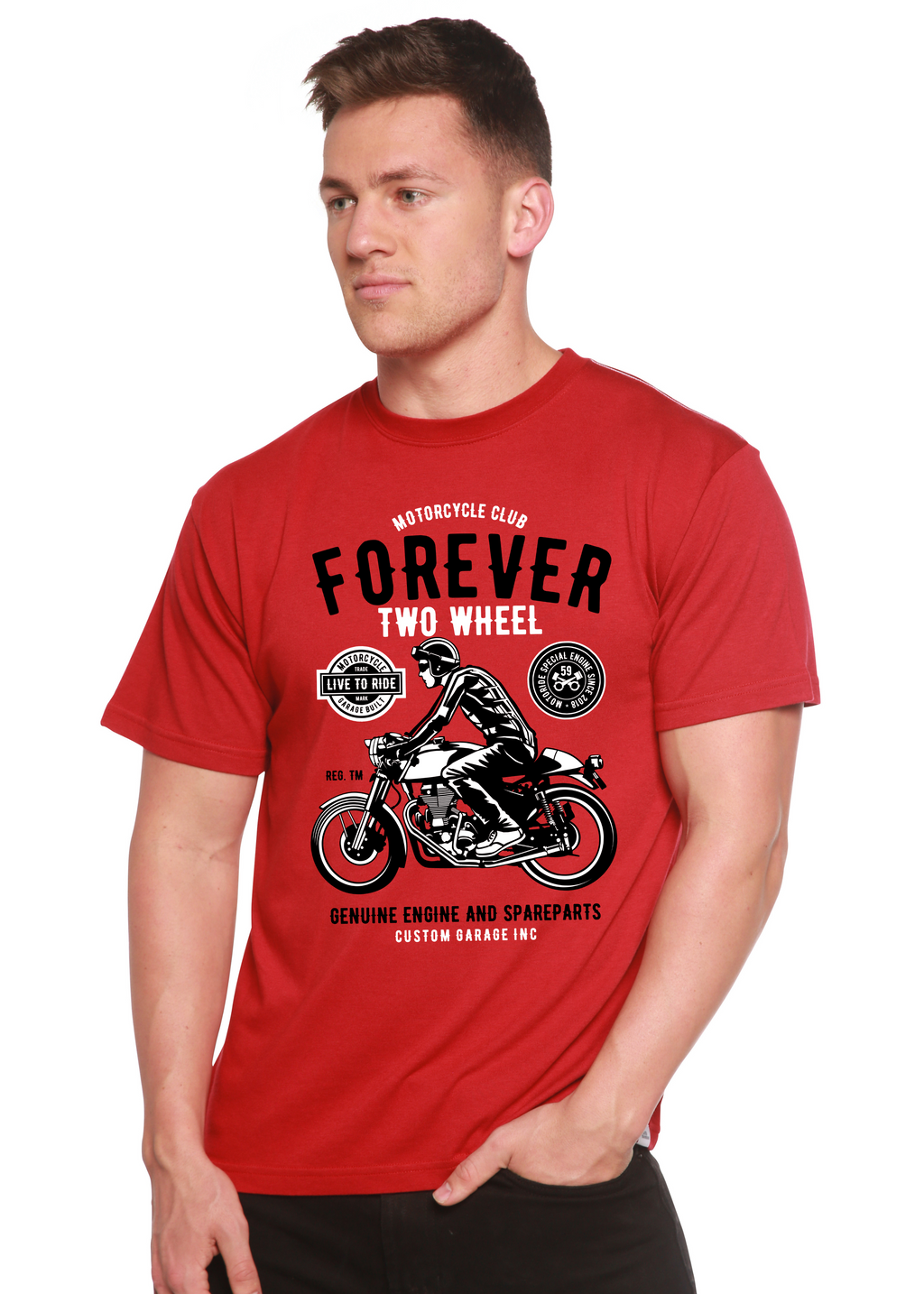 Forever Two Wheel Men's Bamboo Viscose/Organic Cotton Short Sleeve Graphic T-Shirt