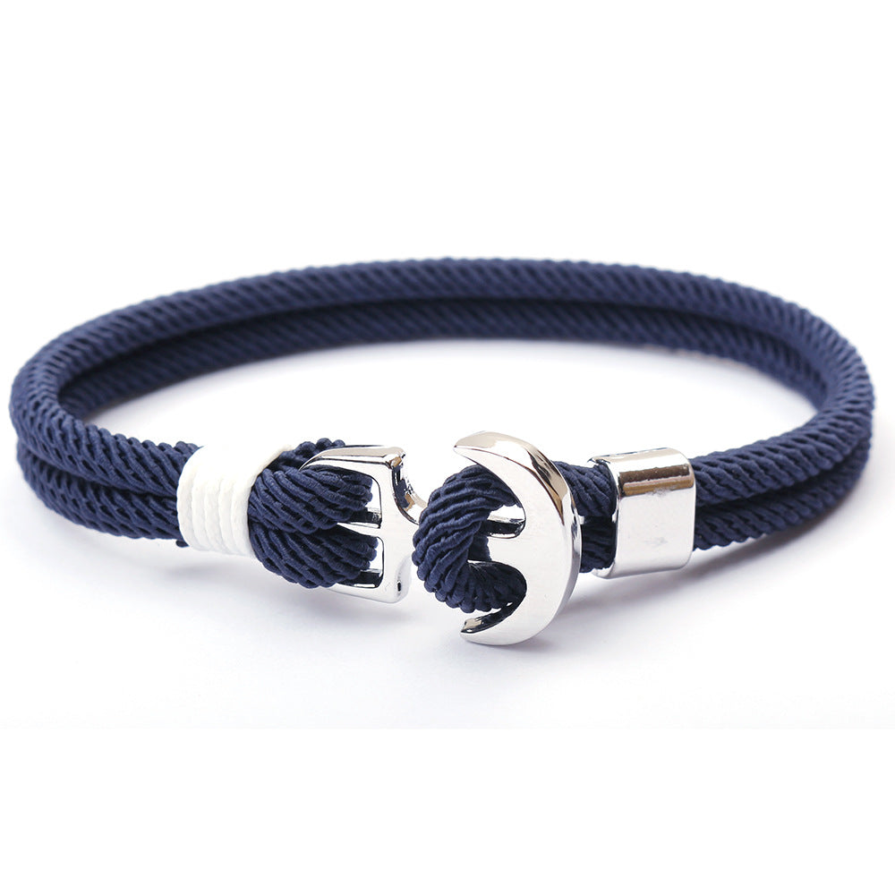 Multilayer Nautical Anchor Rope Charm Bracelet for Men and Women