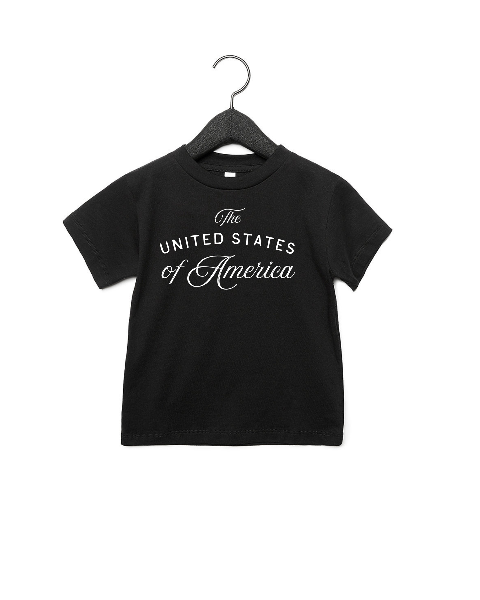 Child wearing a soft 100% cotton United States of America graphic t-shirt