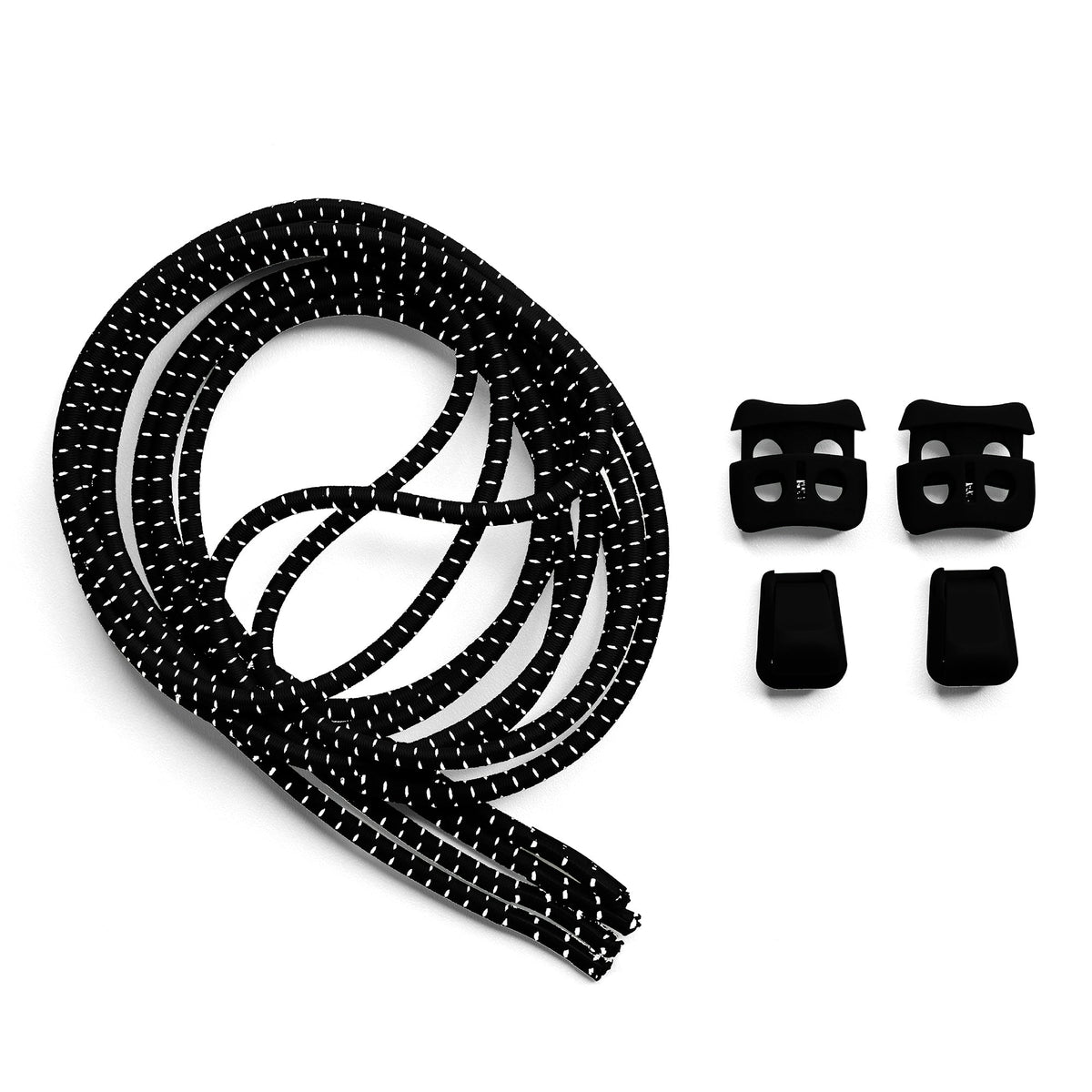Black Quick Lock No Tie Elastic Shoelaces