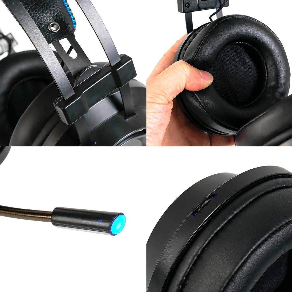 Professional Gaming Headset with 7.1 Surround Sound & RGB Lighting