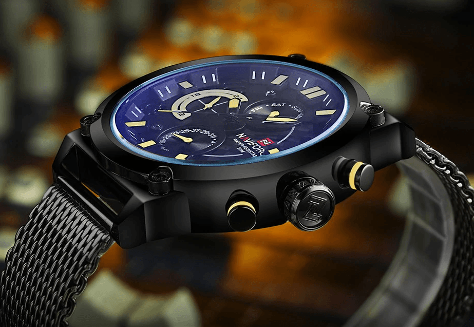 Men's Analog Quartz Wrist Watch with Stainless Steel Mesh Band