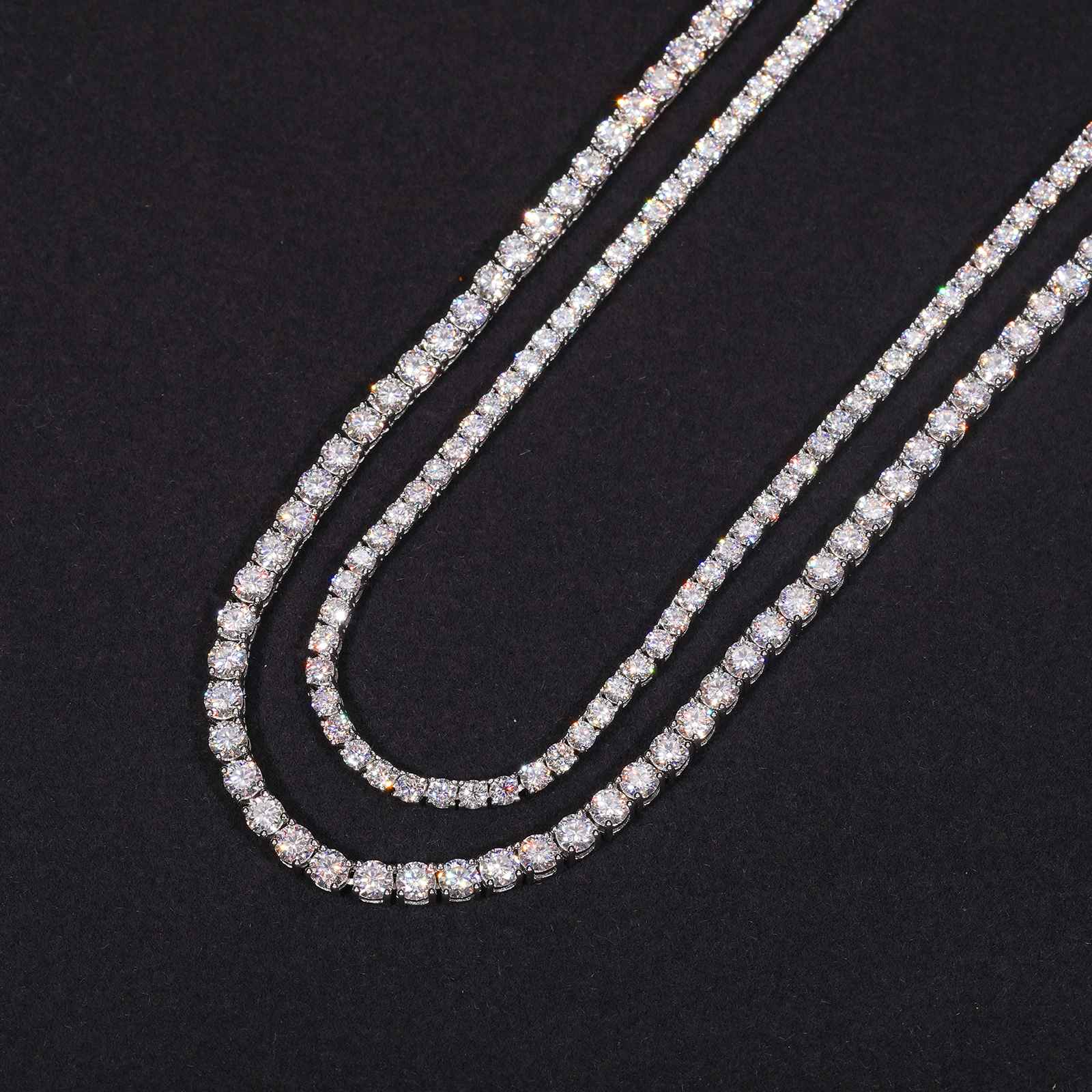 GC Éclat Tennis Necklace | 925 Silver VVS Moissanite Chain 4mm / 6mm