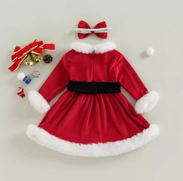 Baby Girls Red Christmas Romper with Ruffles and Sequins