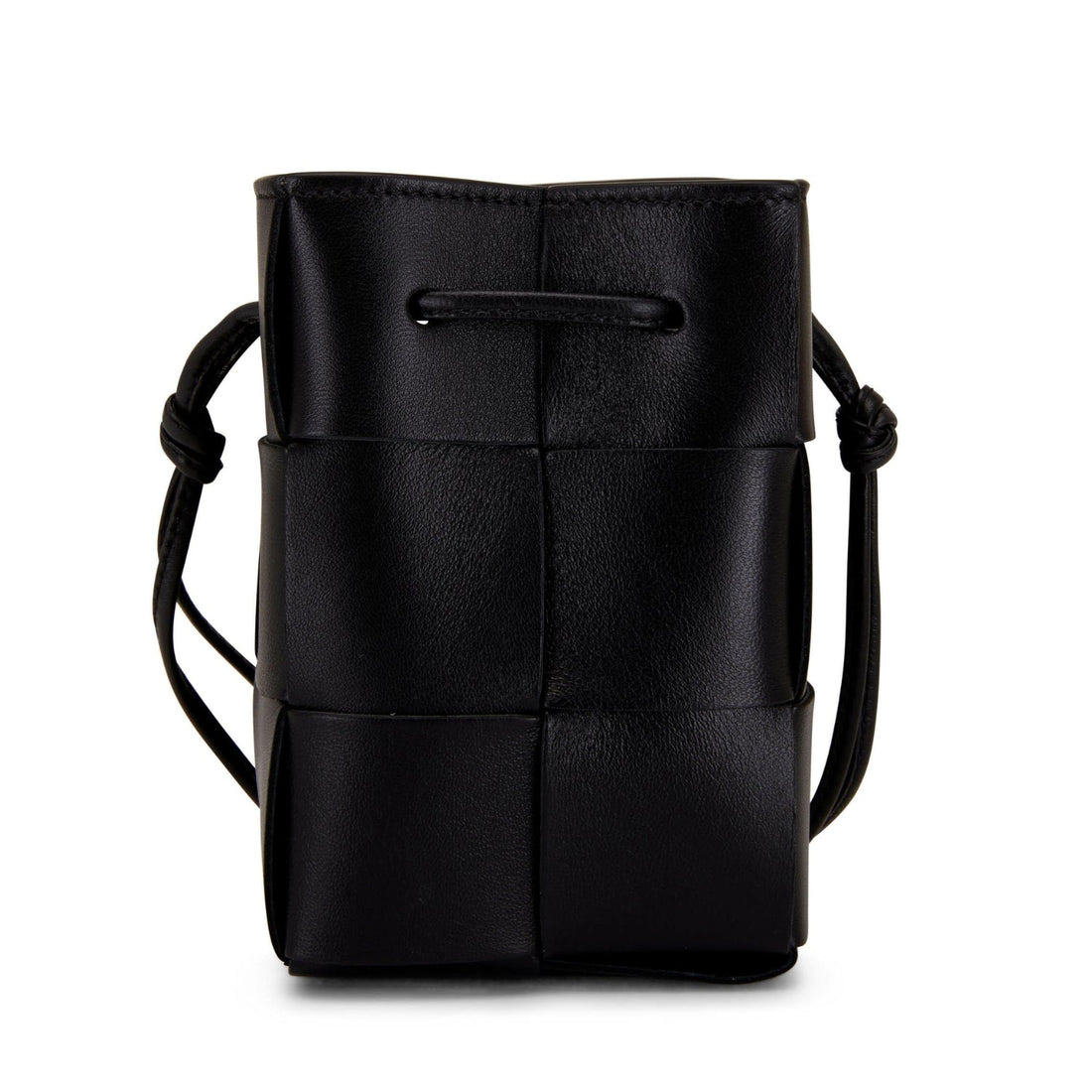 Woven Mini Crossbody Bucket Bag Lightweight Leather Handbag