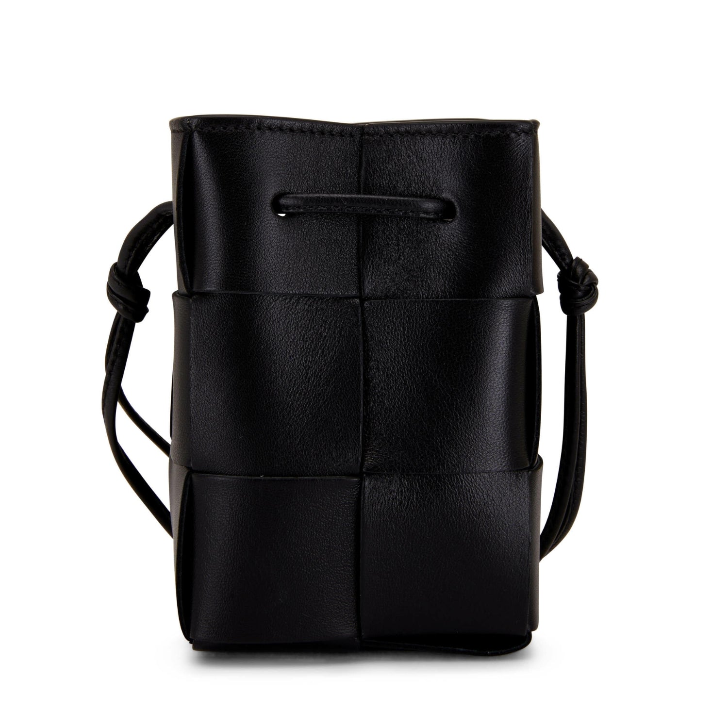 Woven Mini Crossbody Bucket Bag Lightweight Leather Handbag