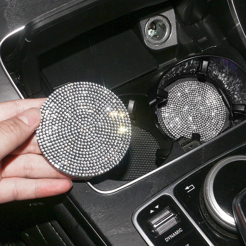 2PCS Glamorous Crystal Rhinestone Car Cup Holder Coasters - 2.75"