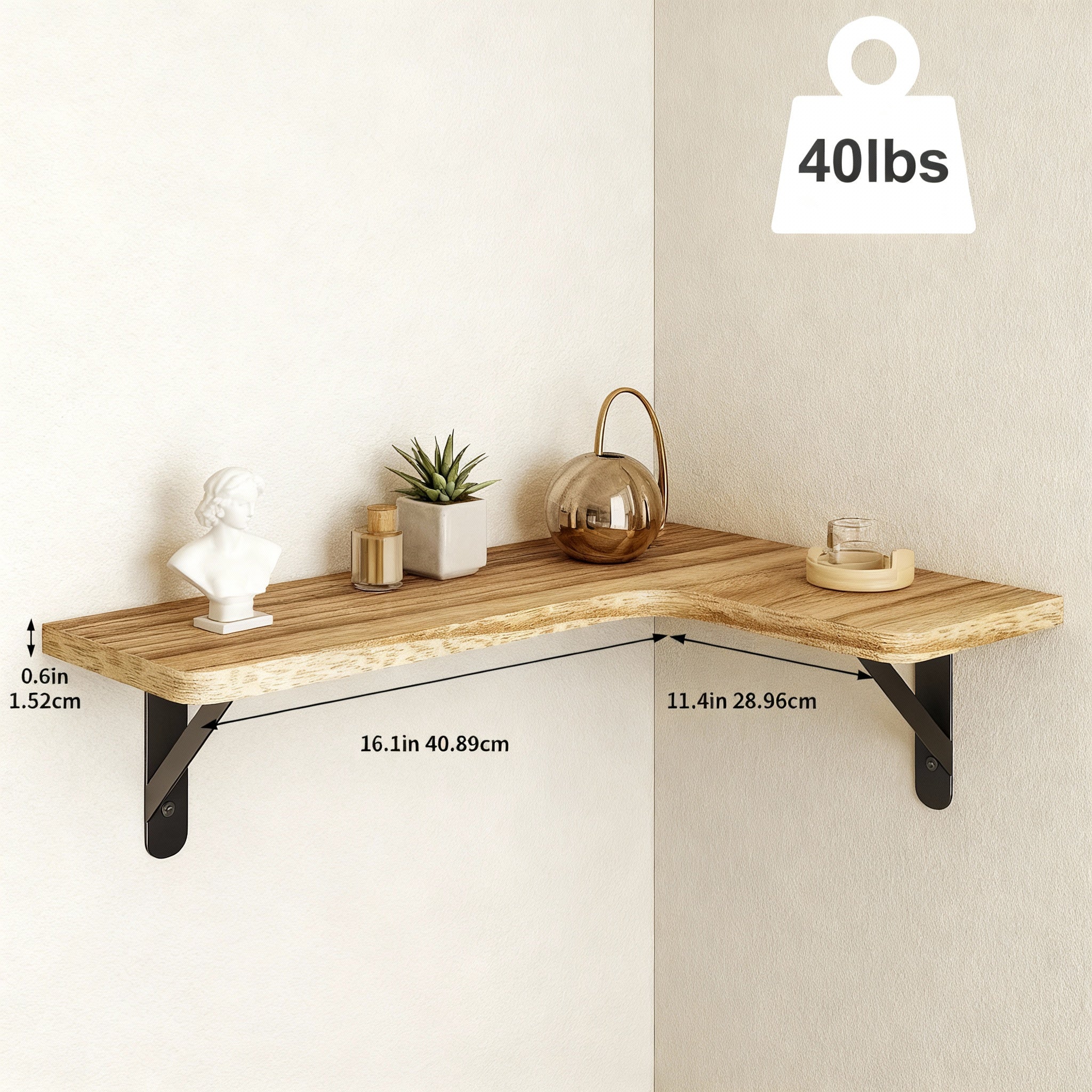 Rustic Corner Floating Shelves Set of 5, Farmhouse Wall Mount