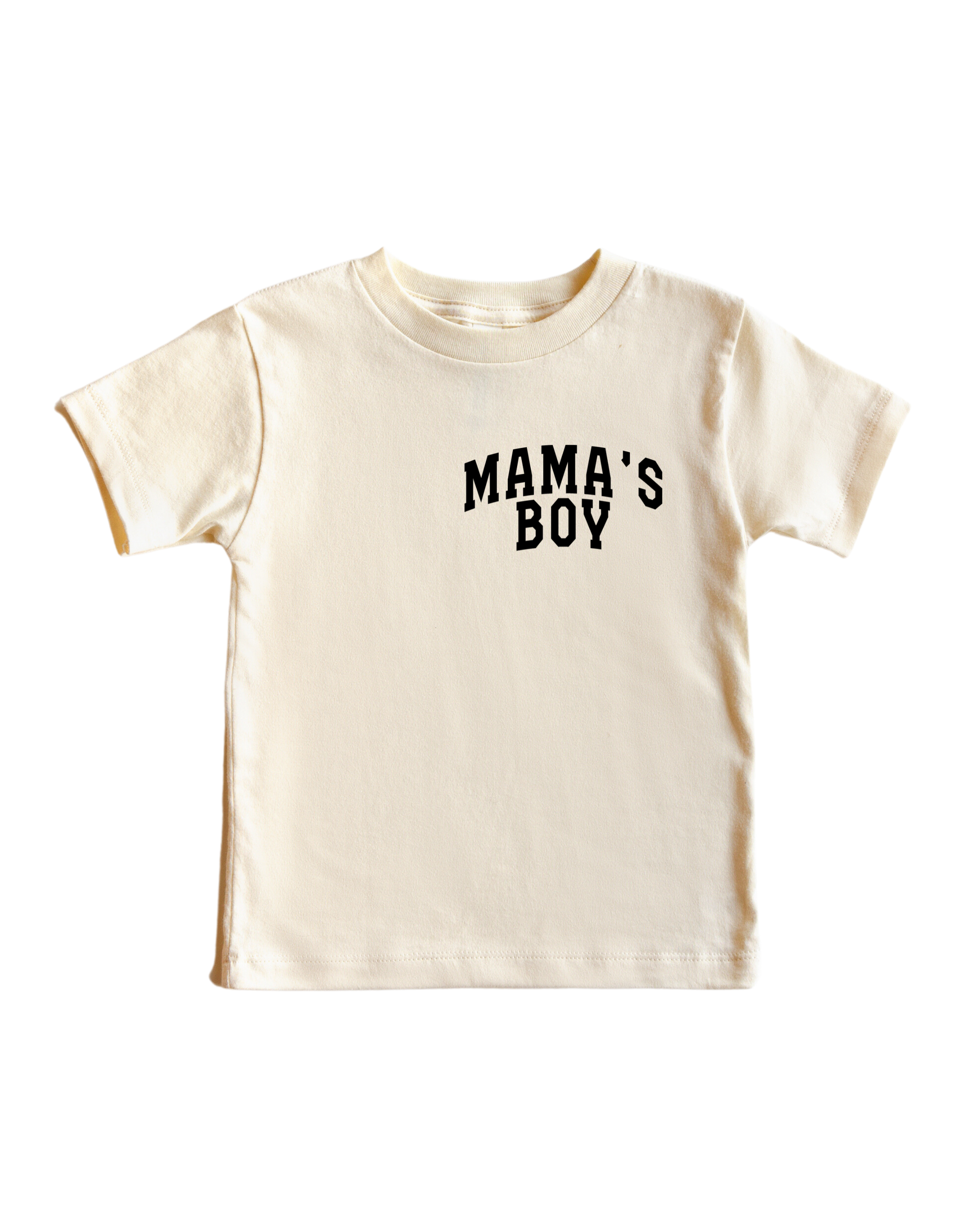 Kids Mama's Boy Pocket Tee in cream cotton fabric