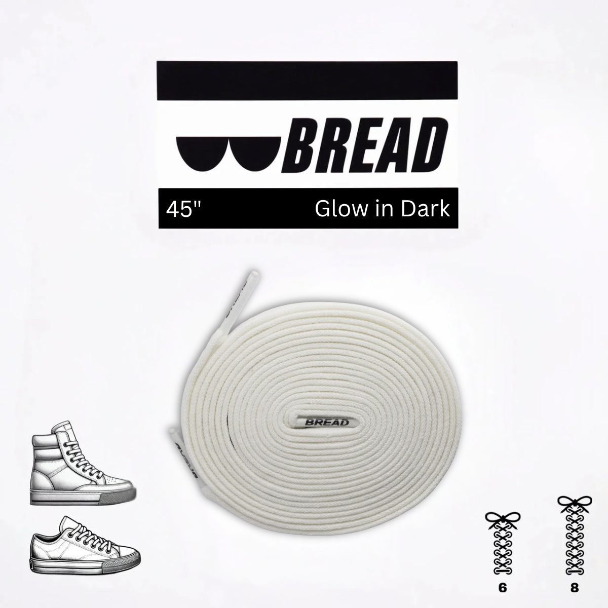 Night White Glow in the Dark Elastic Shoelaces for Kids Sneakers
