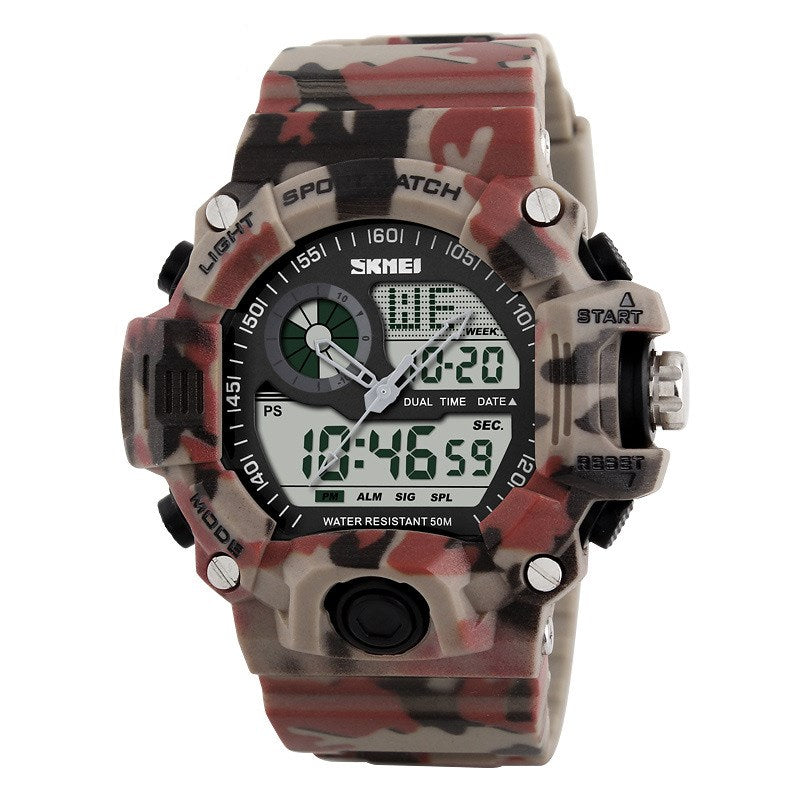 Men's Dual Display Military Sport Watch Waterproof Camo Finish