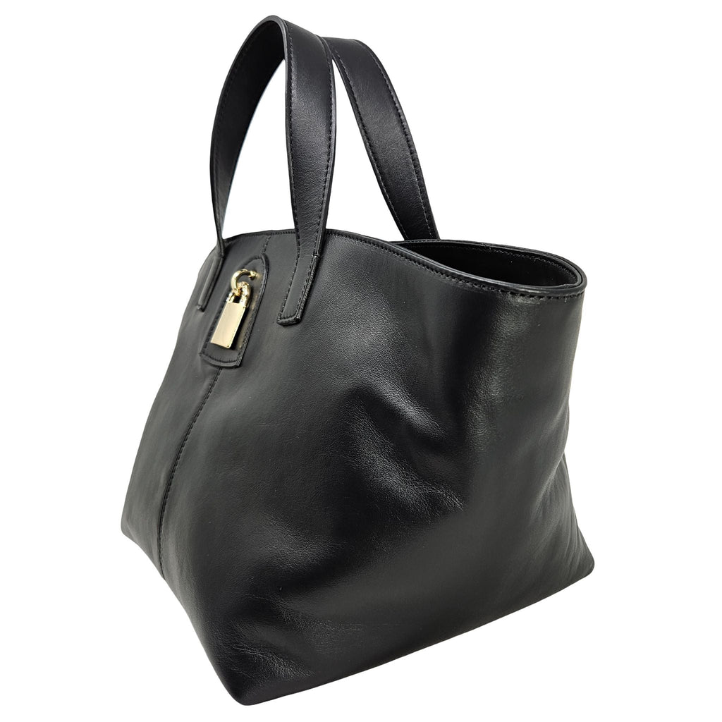 Madison Maison x Joan Hornig Black Leather Lock Tote Bag