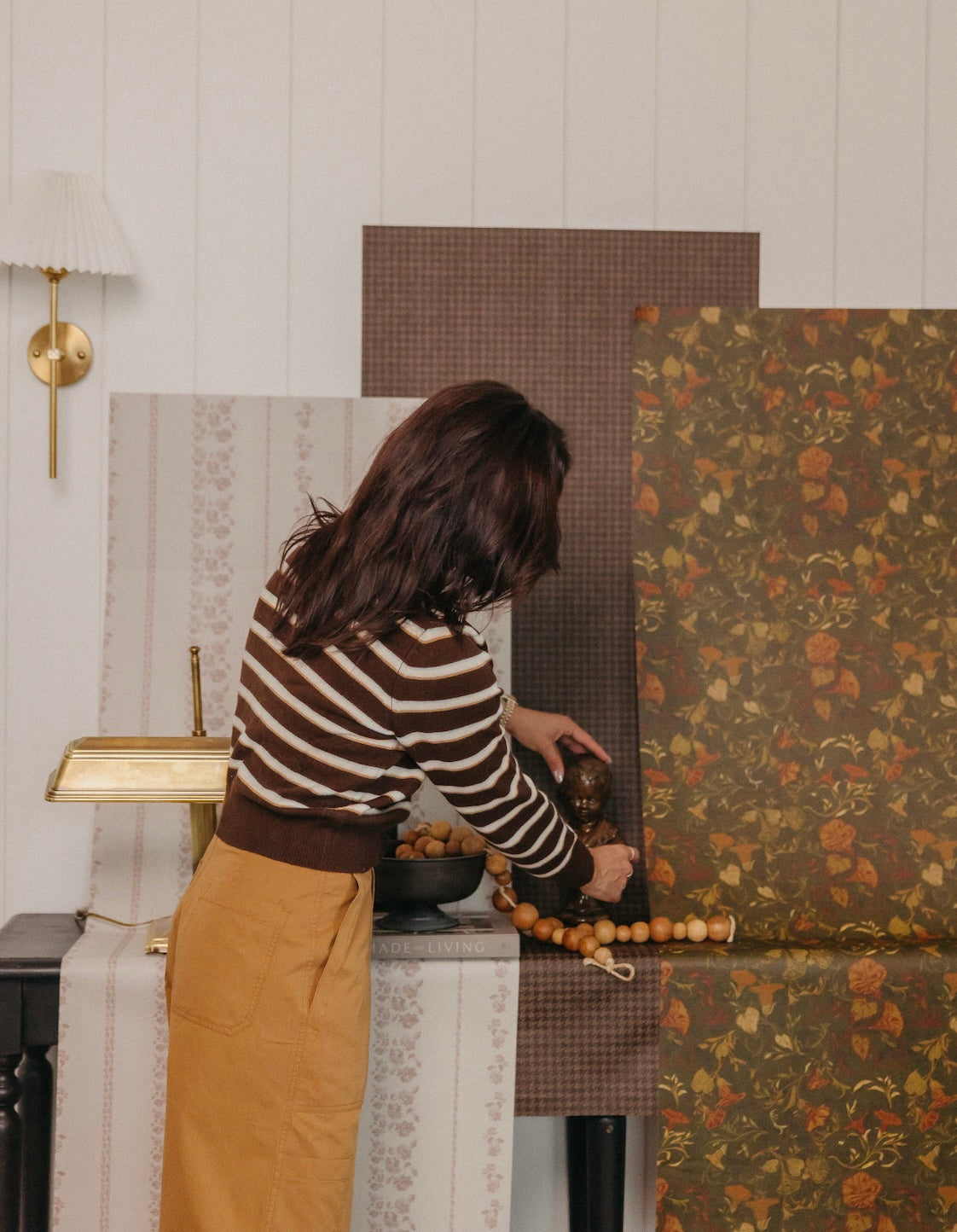 Roselle Stripe Removable Wallpaper in Brown and Cream