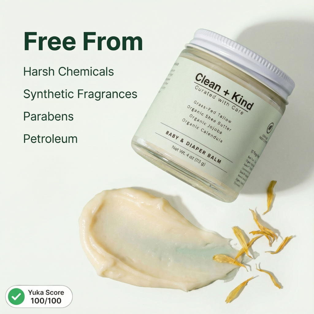 Natural Baby and Diaper Rash Balm with Grass-Fed Tallow 4oz - Image 3
