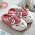 Furry Deer Elk House Slippers Warm Non-Slip Indoor Bedroom Shoes