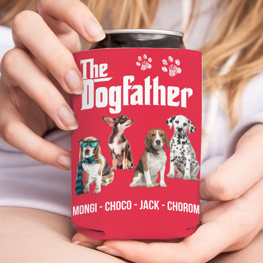 Personalized The Dogfather Can Cooler | Custom Dog Photo Can Holder | Gift for Dad | Father's Day Gift Idea 682464