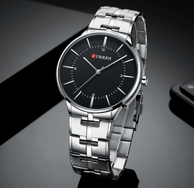 Men's Slim Waterproof Watch with Shining Link Bracelet