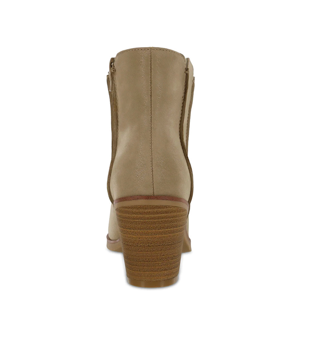 Lolo Western Bootie in Stone with Pointed Almond Toe