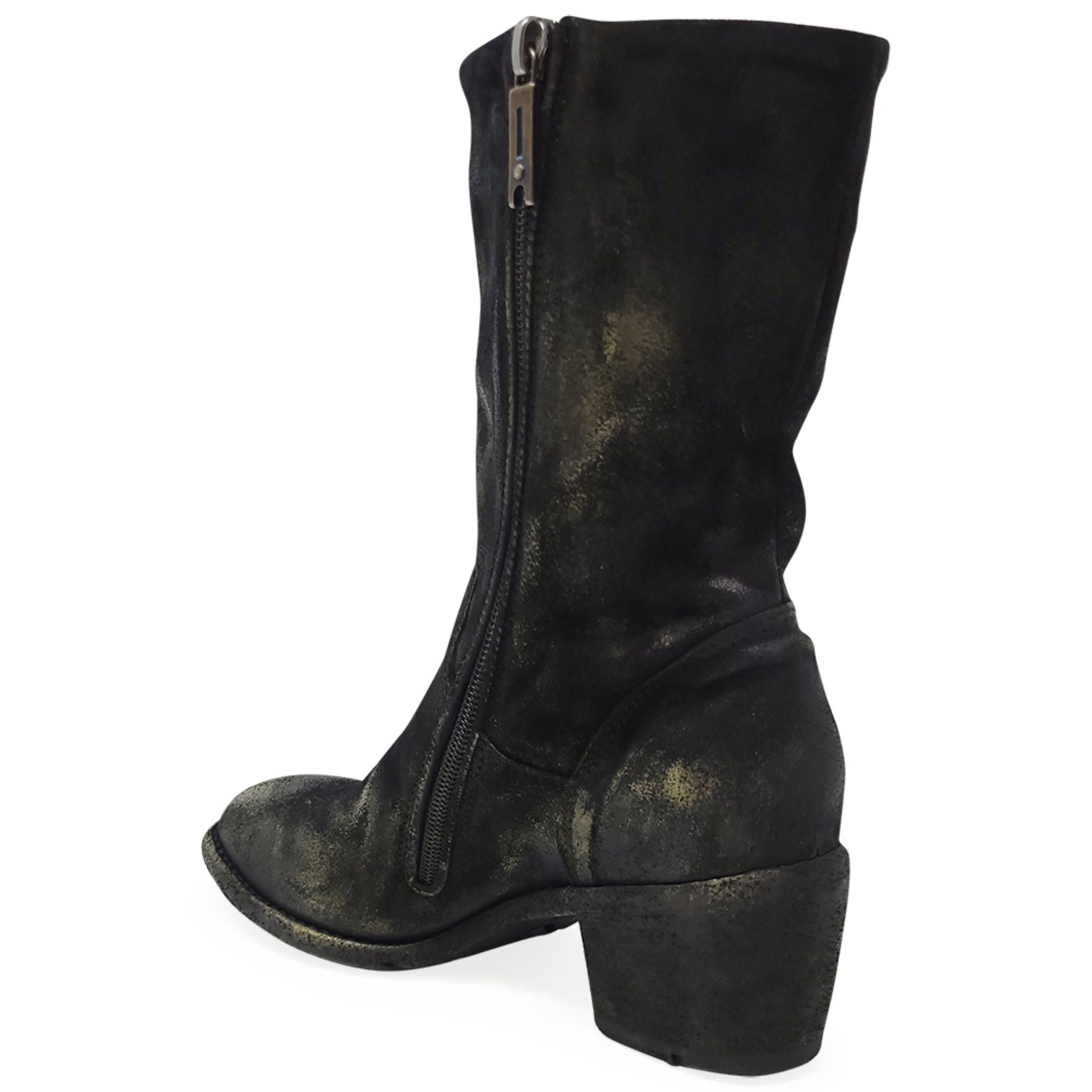Gold Suede Metallic Mid Calf Boot