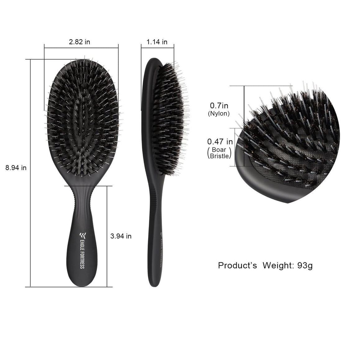 Gentle Natural Boar Bristle Baby Hair Brush - Black Detangler