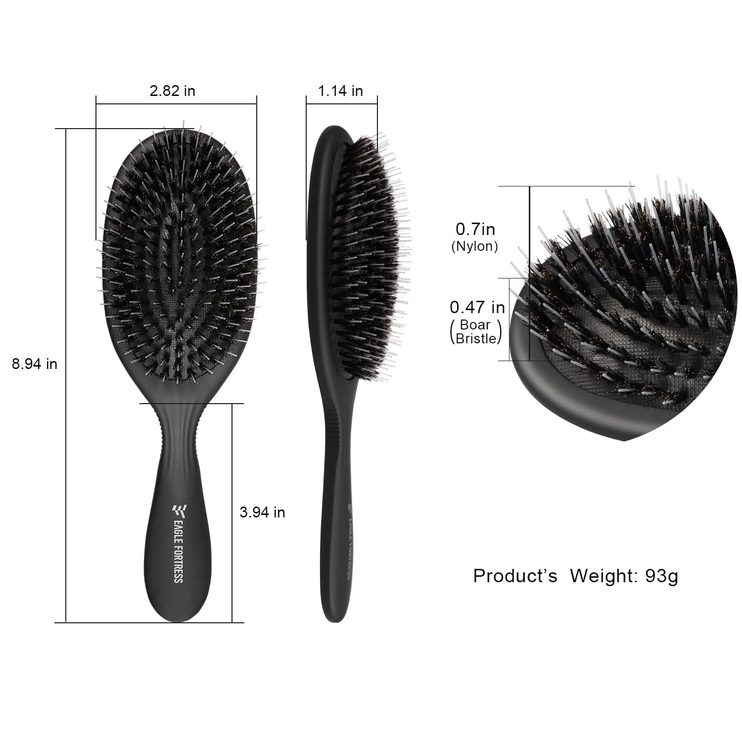 Gentle Natural Boar Bristle Baby Hair Brush - Black Detangler