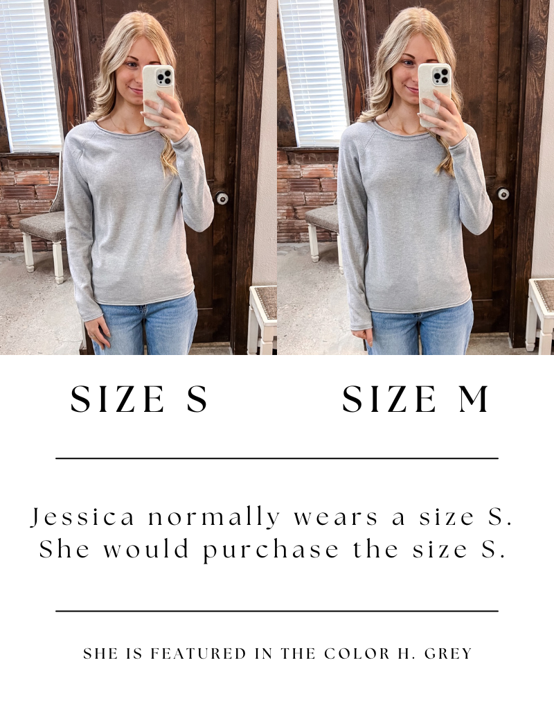 Viscose Round Neck Basic Sweater in H. Grey Knit