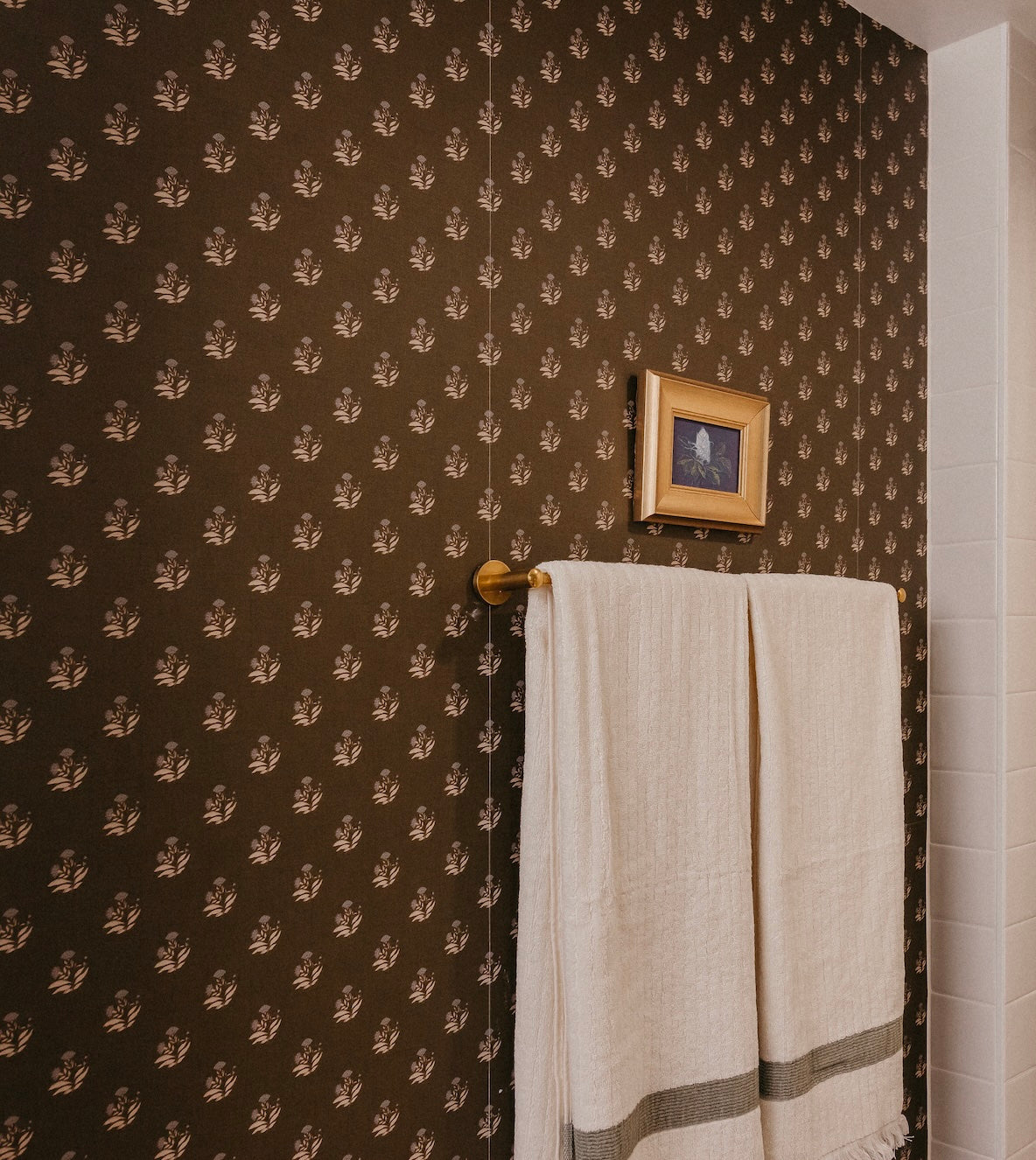 Mulberry Court Floral Removable Wallpaper in Beige and Brown