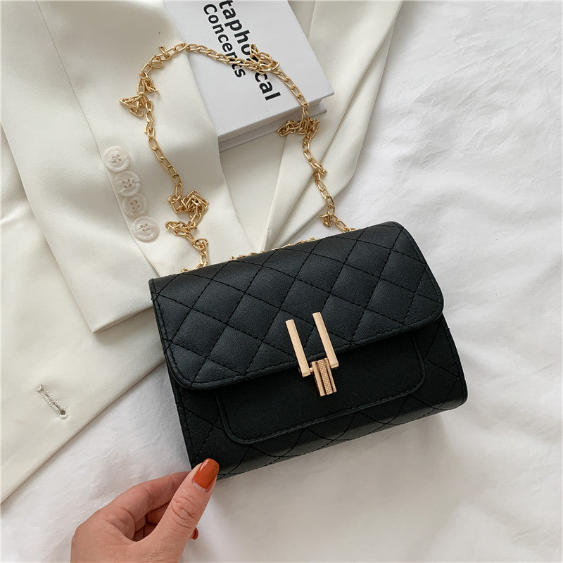 Luxury Black Diamond Lattice Crossbody Bag for Girls & Women