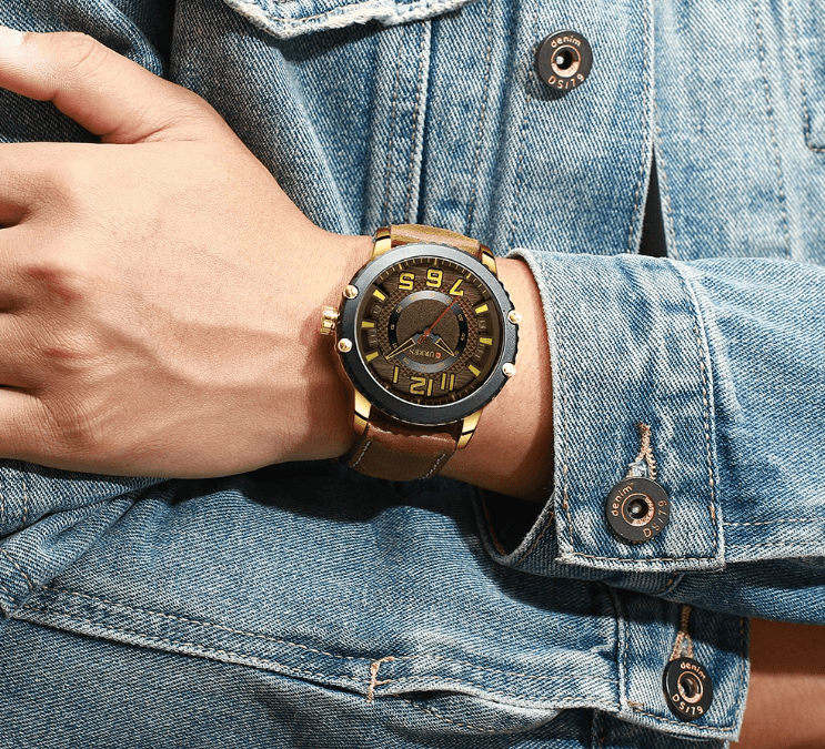 Men's Sporty Waterproof Chronograph Watch with Large Number Details