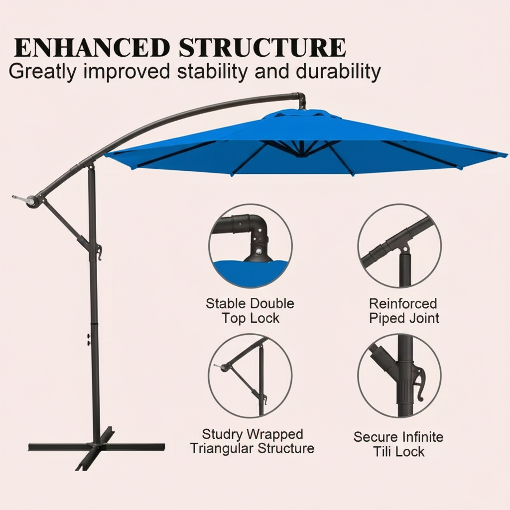 10 ft Cantilever Patio Umbrella with Crank and Infinite Tilt