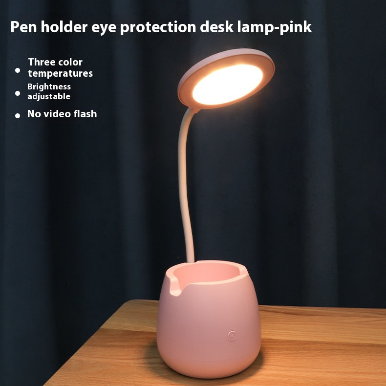 Macaroon LED Desk Lamp with Pen Holder, Eye-Care Study Light