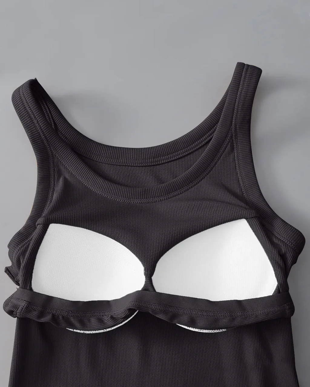 Round Neck Tank Top with Built-In Bra