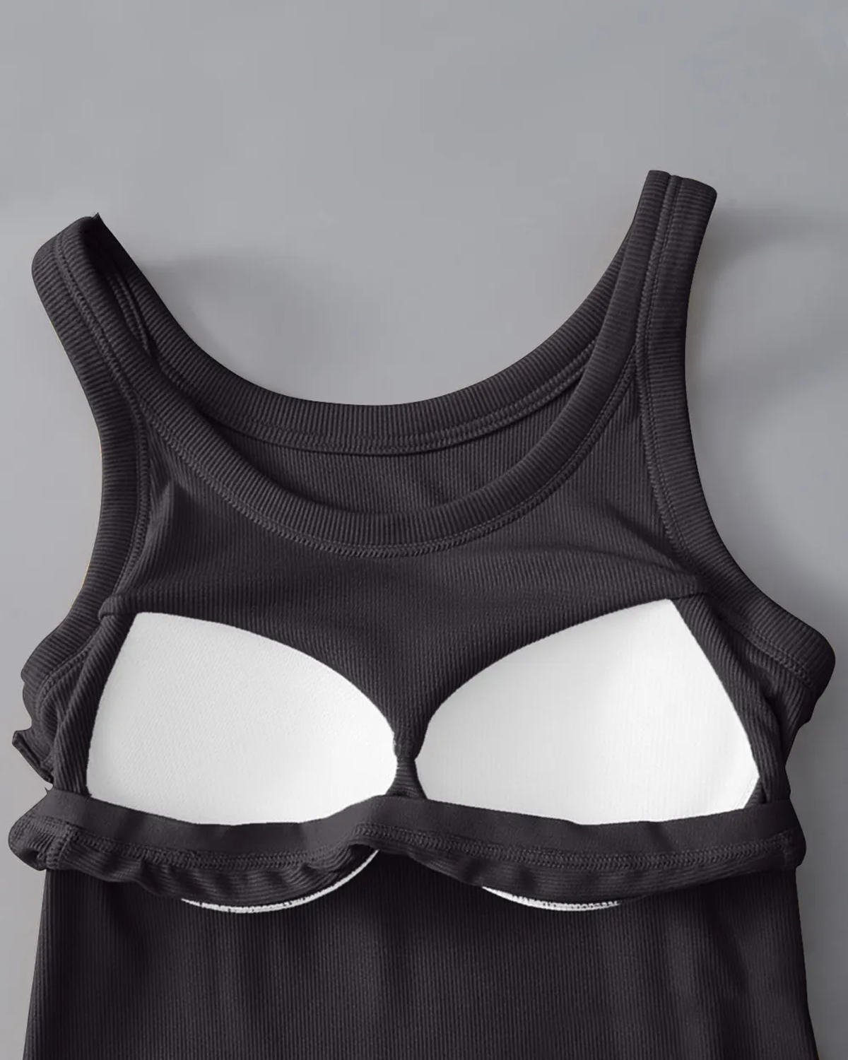 Round Neck Tank Top with Built-In Bra