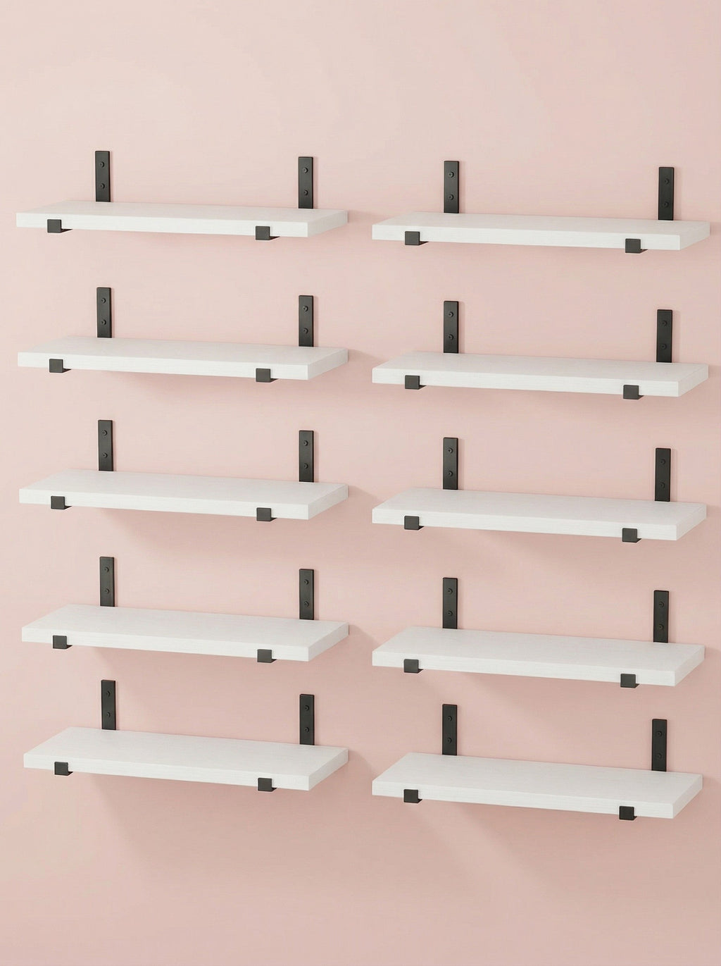 Rustic Wood Floating Shelves with Industrial Metal Brackets