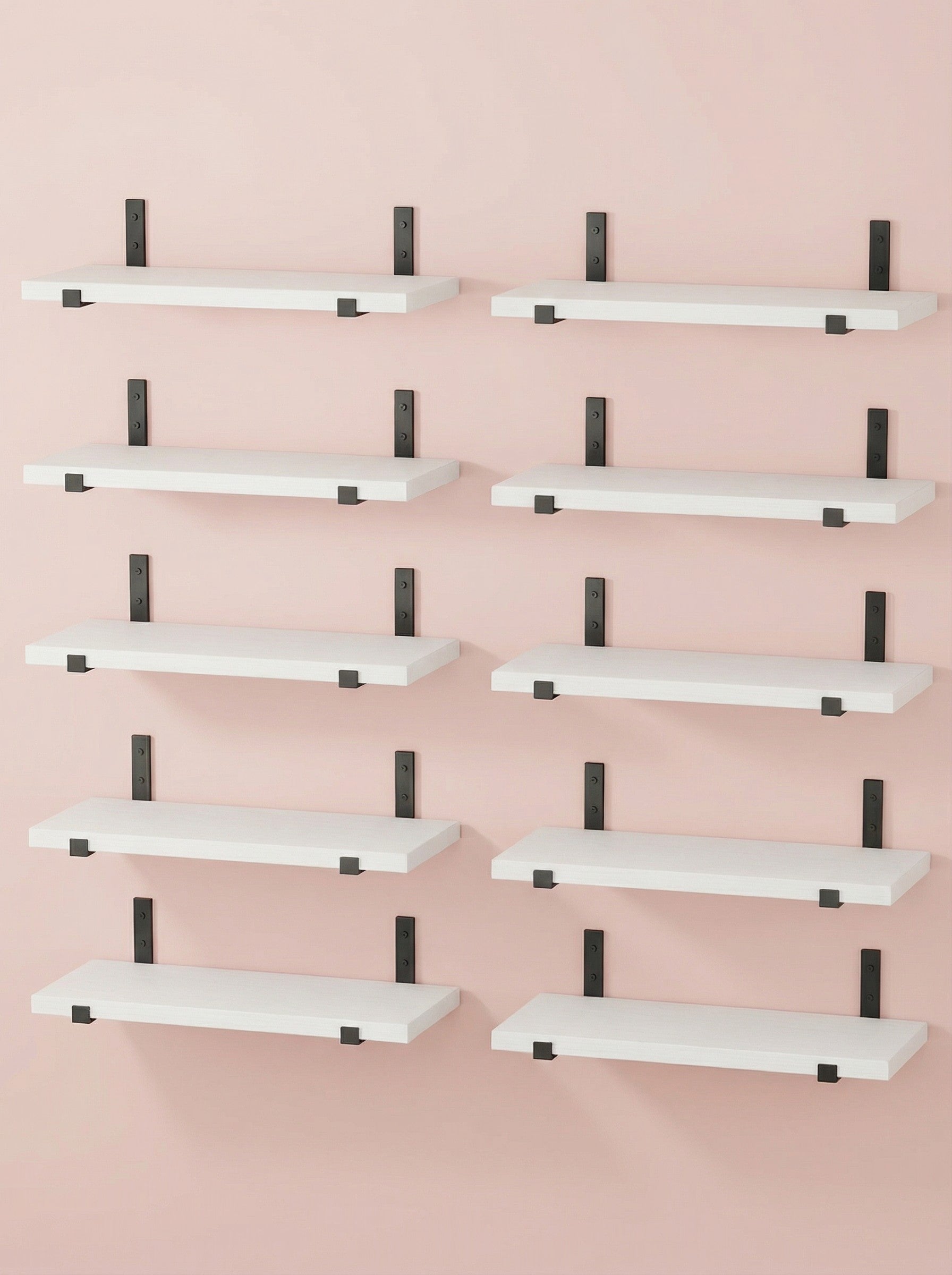 Rustic Wood Floating Shelves with Industrial Metal Brackets