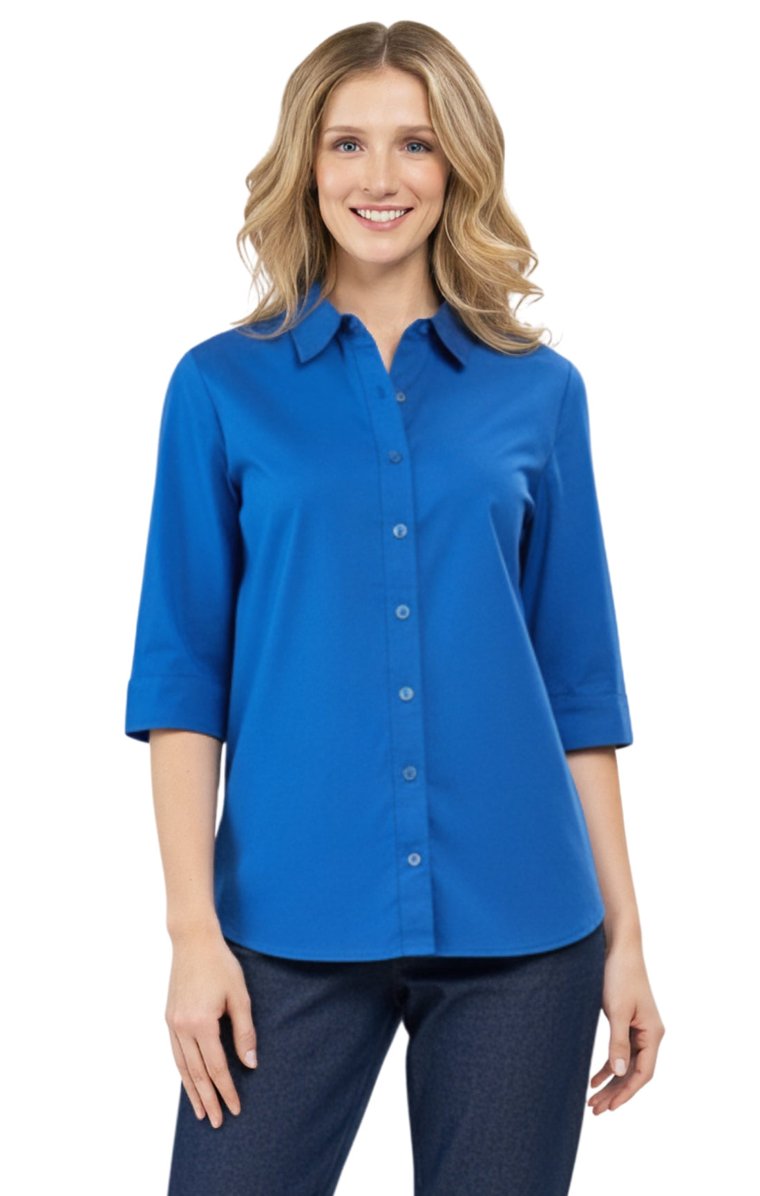 Women's 3/4 Sleeve Button-Down Camp Shirt Regular Fit