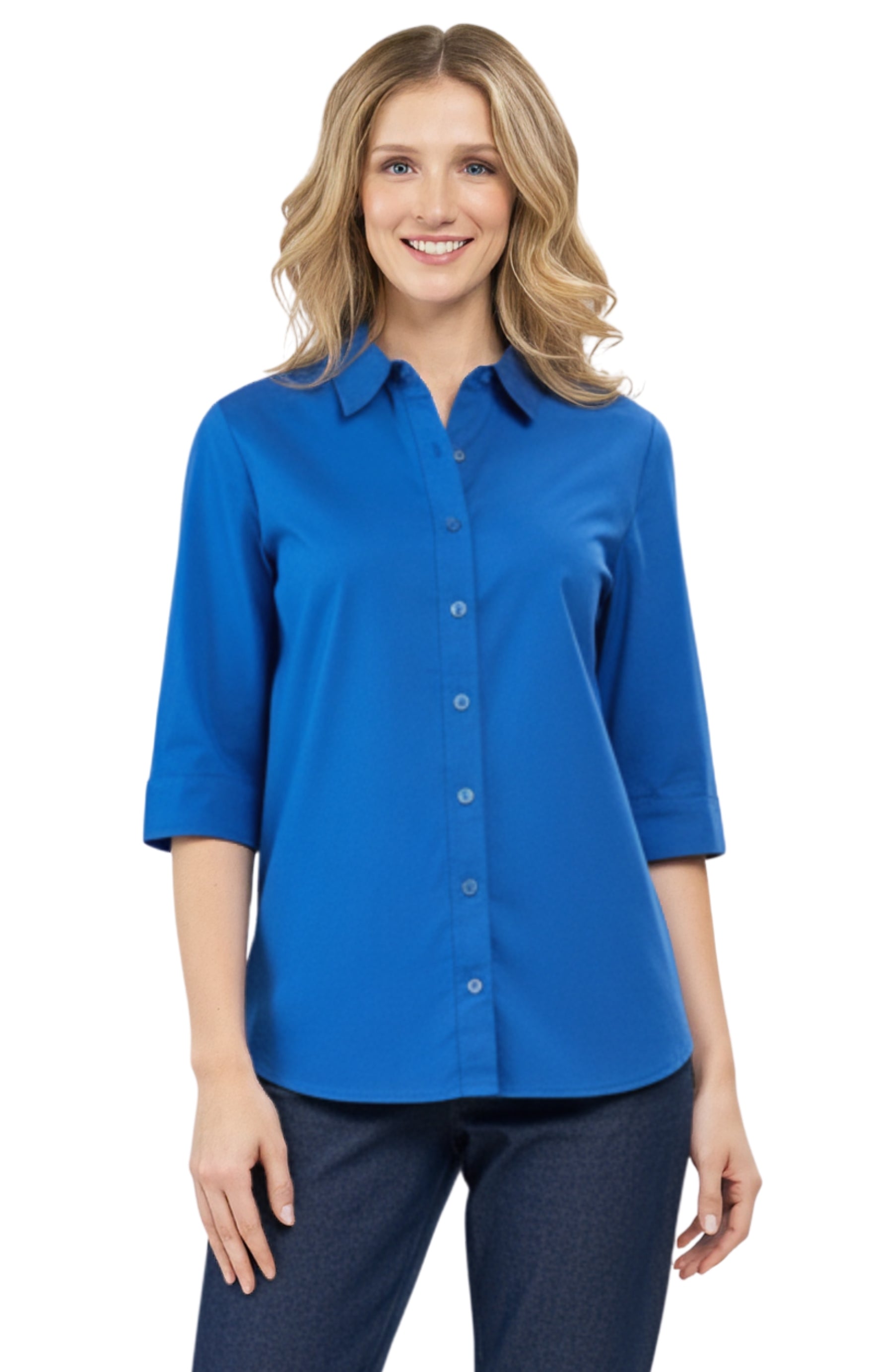 Women's 3/4 Sleeve Button-Down Camp Shirt Regular Fit