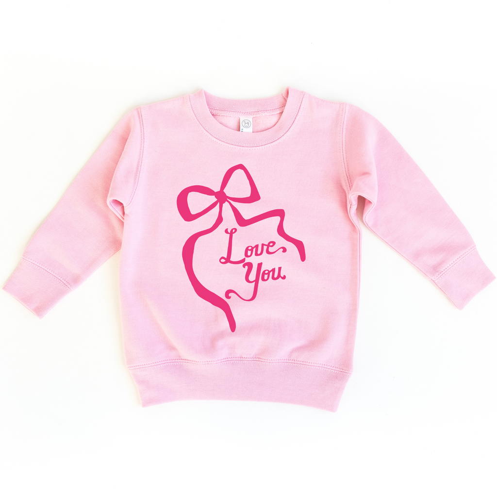 Love You Pink Coquette Bow Sweater