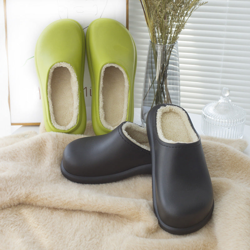 Women's 6cm Thick Sole Plush Indoor Slippers - Waterproof Clogs