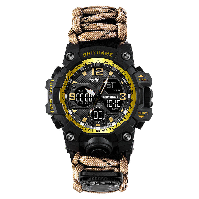 6-in-1 Survival Men’s Sports Watch with Compass & Paracord Band