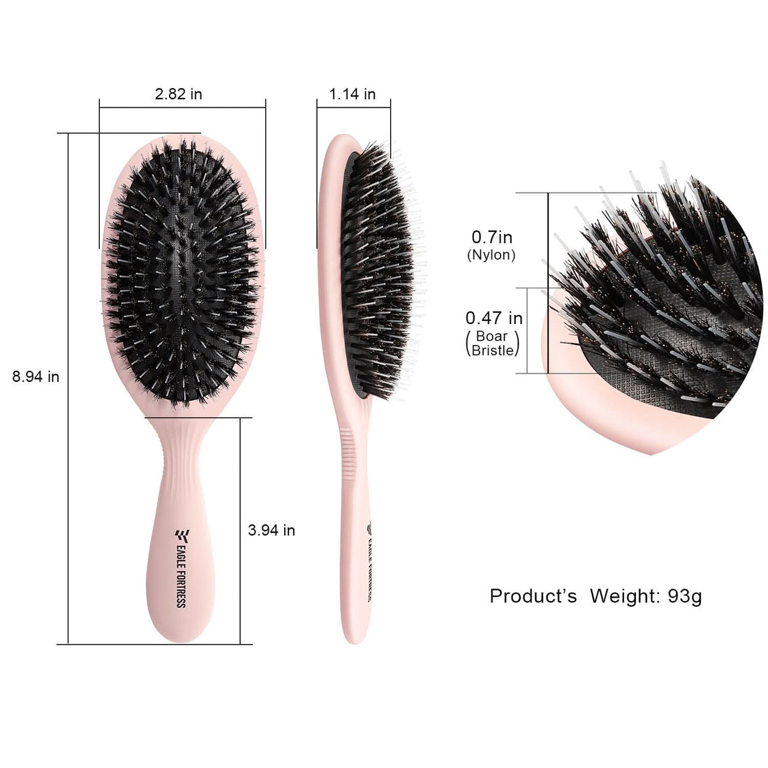 Gentle Natural Boar Bristle Baby Hair Brush - Pink Detangler
