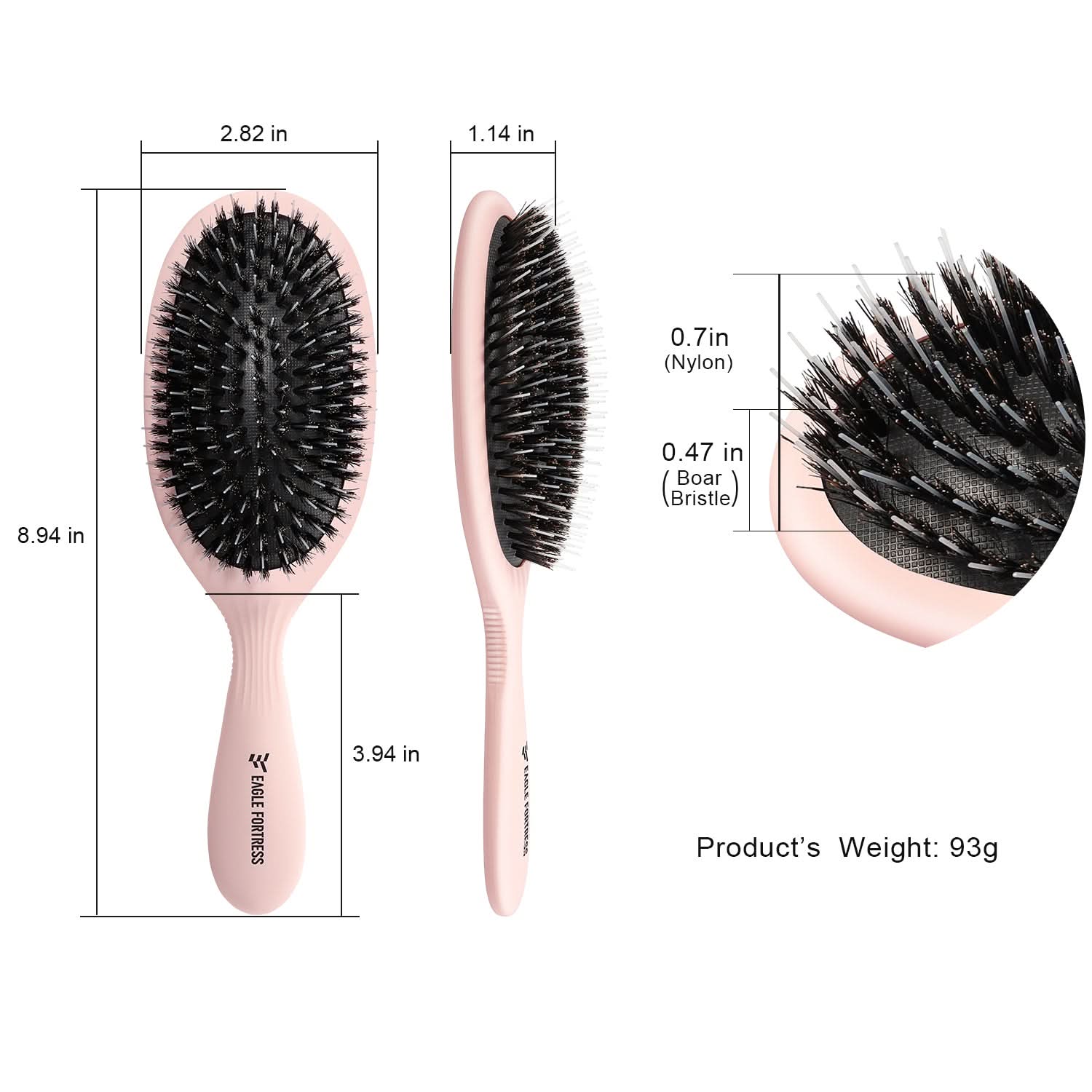 Gentle Natural Boar Bristle Baby Hair Brush - Pink Detangler