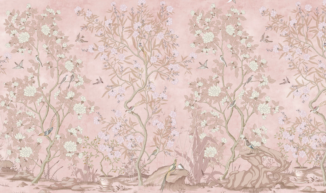 Neely Floral Removable Wallpaper Traditional Chinoiserie Style