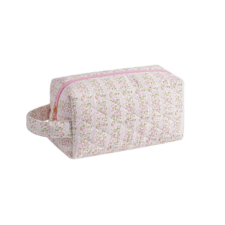 Pink Ditsy Floral Pouch with Handle